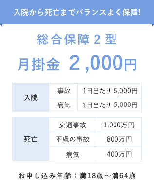 入院から死亡までバランスよく保障