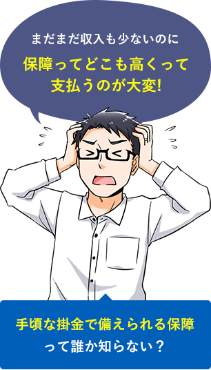 まだまだ収入も少ないのに保障ってどこも高くって支払うのが大変!手頃な掛金で備えられる保障って誰か知らない？